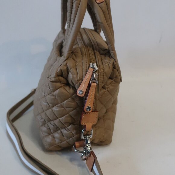 Authentic Womens MZ Wallace Small Sutton Deluxe Amber Tan Quilted Nylon Handbag - Picture 8 of 13